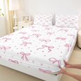 thumbnail image 4 of Erosebridal Kids Kawaii Bowknot Queen Sheet Sets 4 Pieces,Girls Teens Cute Stars Print Bed Set,Luxury Bedroom Decor, 4 of 5