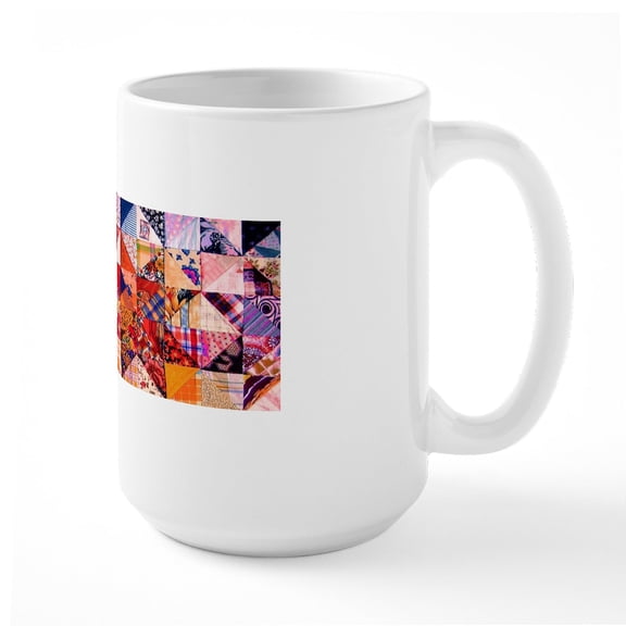 CafePress - Country Patchwork Quilt Large Mug - 15 oz Ceramic Large White Novelty Mug