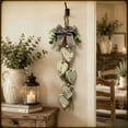 thumbnail image 4 of Doghiosgha Wooden Heart Hanging Wall Ornament Farmhouse Bow Decor with Wooden Pendants for Entryway Living Room Home Decor, 22.8 Inch, White, 4 of 5