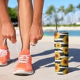 thumbnail image 2 of 20oz Black White Stripe Sunflower Pattern Skinny Tumblers Stainless Steel Tumbler with Lid and Straw,Vacuum Insulated Double Wall Travel Tumbler Cups with Cleaning Brush for Coffee,Tea, 2 of 6