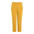 thumbnail image 6 of Plus Size Capri Pants For Womens Liweisiy Elastic High Waisted Slim Fit Stretchy Trousers Casual Oversized Pants Yellow 5XL, 6 of 6