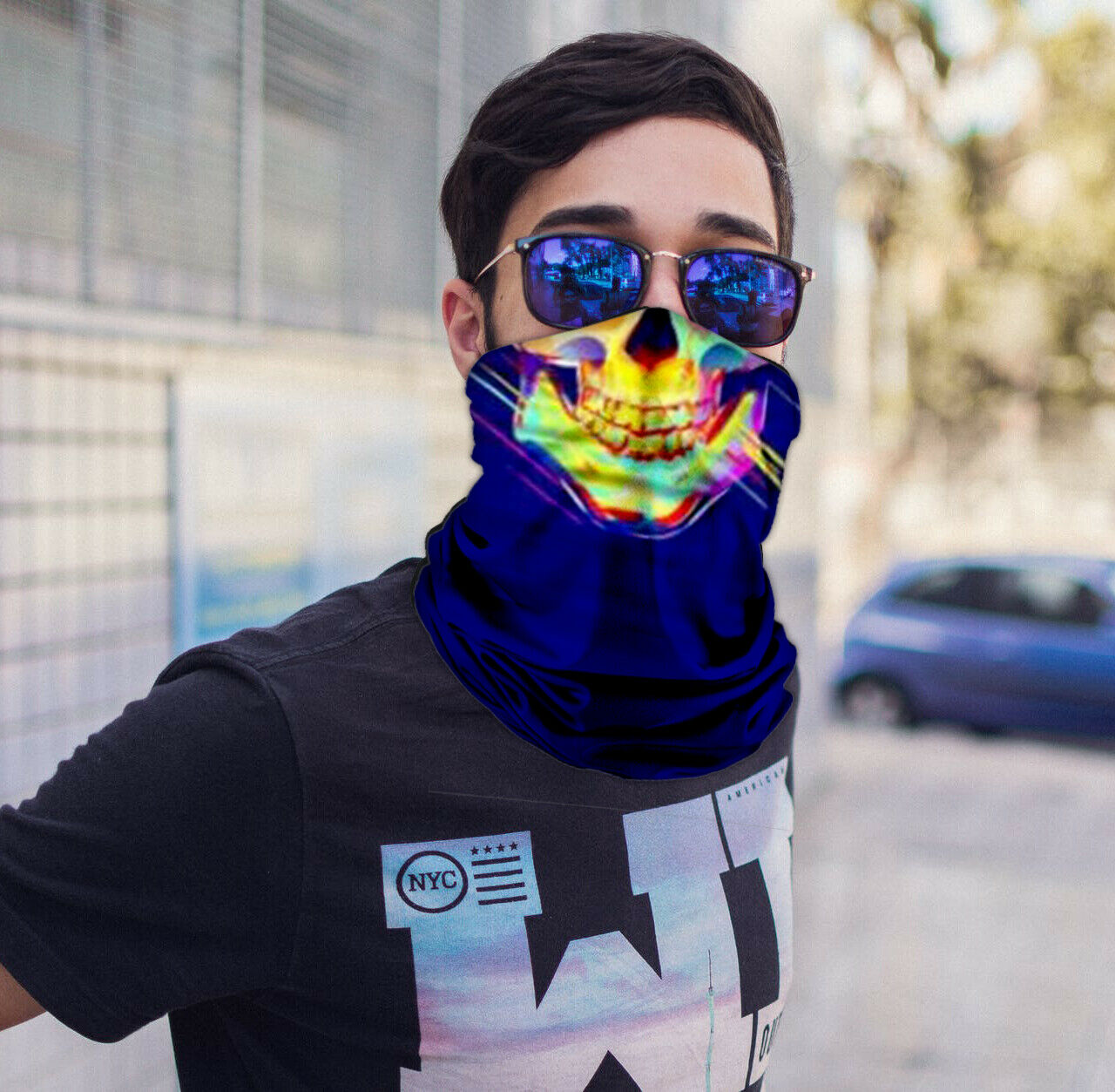 Skull Themed Face Balaclava Scarf Neck Fishing Shield Sun Gaiter Headwear Mask - image 3 of 7