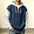 thumbnail image 2 of Curuila Mens Hoodies Pullover With Pocket Half Zip Long Sleeve Hooded Color Block Sweatshirt For Men Loose Fit Fashionable Soft Tops Blue1 Size 2Xl, 2 of 4