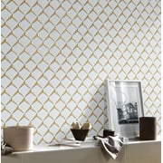 Thassos White Kite Shape With Gold Metal Mosaic Tile - Case (10 Sheets)