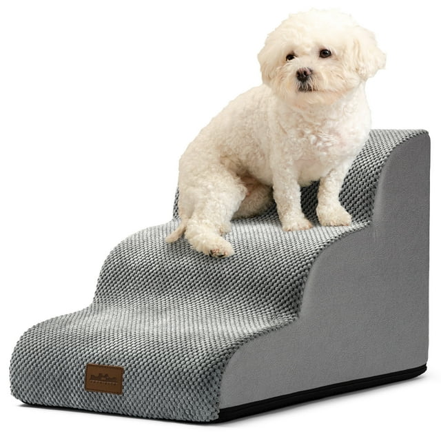 PetSafe Curved Dog Stairs – Foam Ramp for Small Pets, Non-Slip Ladder for Bed & Sofa with Waterproof Cover