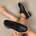 thumbnail image 5 of ZACPNCV Womens Casual Loafers Plus Size Round Toe Lace Up Low Block Heel British Style Faux Fur Leather Oxford Flats, 5 of 9