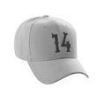 thumbnail image 3 of Daxton Structured Baseball Hat Cap Curved Visor Vintage Custom Number, Light Grey Hat, Black Number 14, 3 of 4