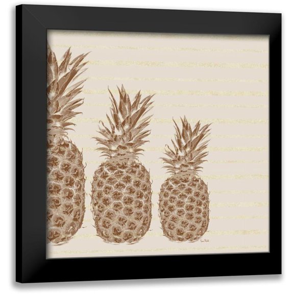 Murdock, Ramona 12x12 Black Modern Framed Museum Art Print Titled - Pineapples - Left Three