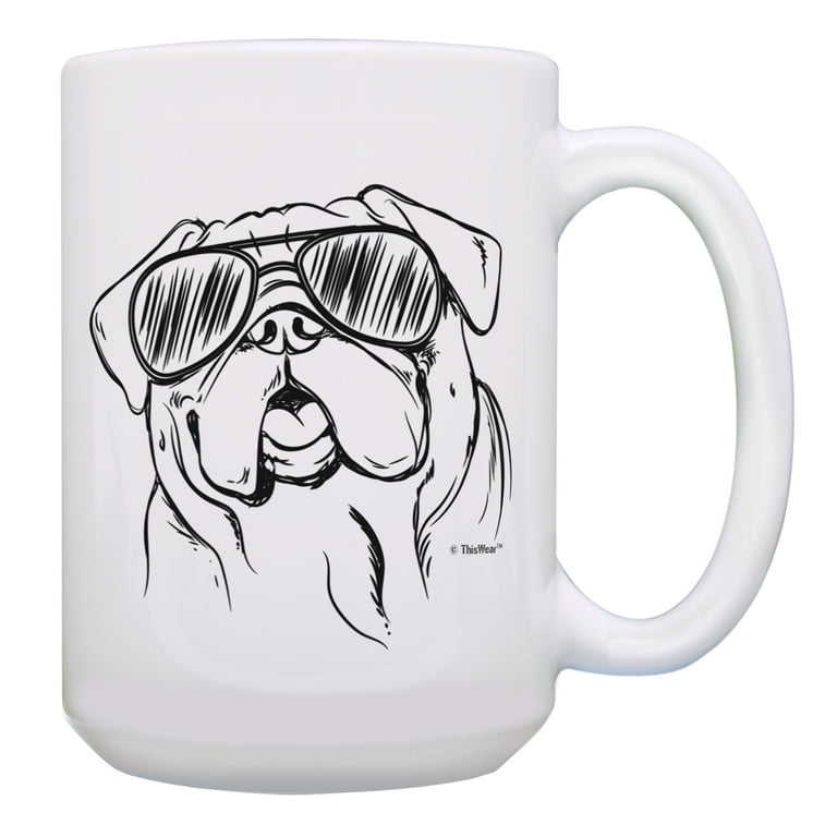 ThisWear Dog Cup Pug Sunglasses Mug Cute Pug Gift Pug Coffee Cup