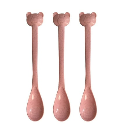 

20pcs Bear Plastic Ice Cream Spoons Condiments Spoons Honey Teaspoons Sugar Coffee Spoon (pink)