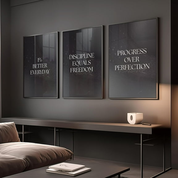 UNFFRAMED Luvia Set of 3 Motivating Wall Decor Posters for Men, Masculine Office Prints, Gym Set Prints, Man Cave Inspirational Print, Him Set 3 Prints 8x12