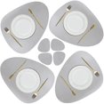 thumbnail image 1 of Posavasos de Cuero sintético, tapetes para Mesa navideños, Antideslizantes, Impermeables, para Interior, Cocina, Comedor, Restaurante (Gris Claro), 1 of 5