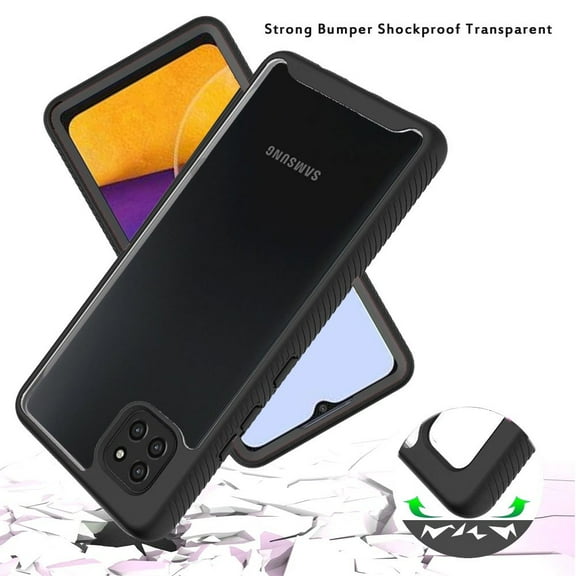 for Samsung Galaxy A22 5G Clear Dual Layer Tuff Rugged Bumper Frame Heavy Duty Hybrid Shockproof Rubber TPU Full Body Defender Cover ,Xpm Phone Case [Black]