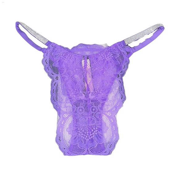 Victoria's Secret Shine Strap Very Sexy Lace Brazilian Panty Color Lavender  Size X-Large NWT