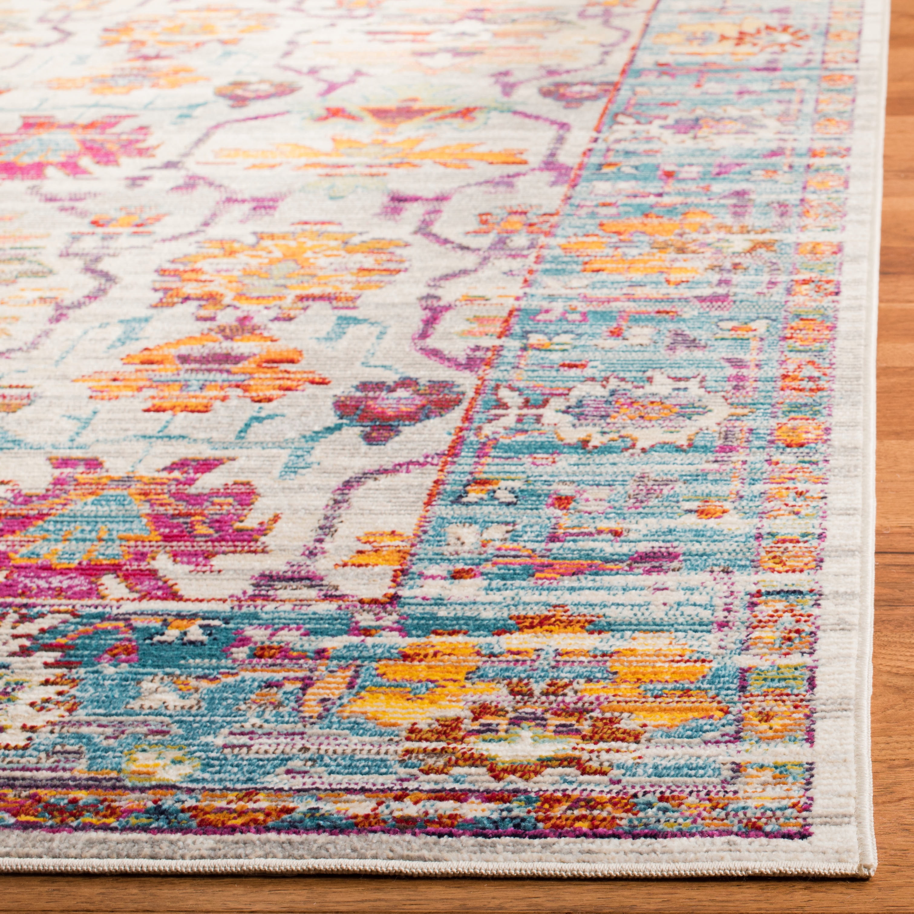 SAFAVIEH Crystal Katriona Oriental Runner Rug, Cream/Teal, 2'2" x 9'
