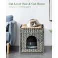 thumbnail image 3 of Litter Enclosure with  Litter Mat and Rattan  House, Supports Two Litter Boxes,  for  Room or  (Gray), 3 of 7