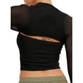 thumbnail image 6 of Women's Slim Fit Basic Tops Irregular Hem Bandeau with Long Sleeve Shrug Streetwear, 6 of 7