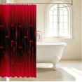 thumbnail image 3 of Manfei Art Check Shower Curtain 72Wx78L,Geometric Grid Bath Curtain,Black Red, 3 of 5