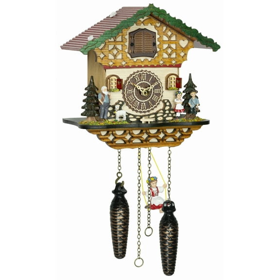 Quartz Cuckoo Clock Black forest house with music and swing  TU 4263 QMS