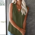 thumbnail image 4 of Camiseta de mujer Encaje Cuello en V Sin mangas Blusa informal Top de verano, Verde, XXL Methold AP001334-20, 4 of 7