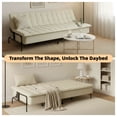 thumbnail image 5 of BSHTI 76" Linen Futon Sofa Bed – 3 Adjustable Backrest Angles, Convertible Couch, Metal Frame with Anti-Slip Feet, Space-Saving for Apartment Living Room Small Space，Beige, 5 of 10