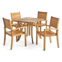 GDF Studio Baxley Outdoor Acacia Wood 5 Piece Dining Set, Teak