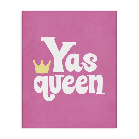 Stupell Industries Yas Queen with Crown Text & Numbers Painting Wrapped Canvas Art Print Wall Art, 16 x 20