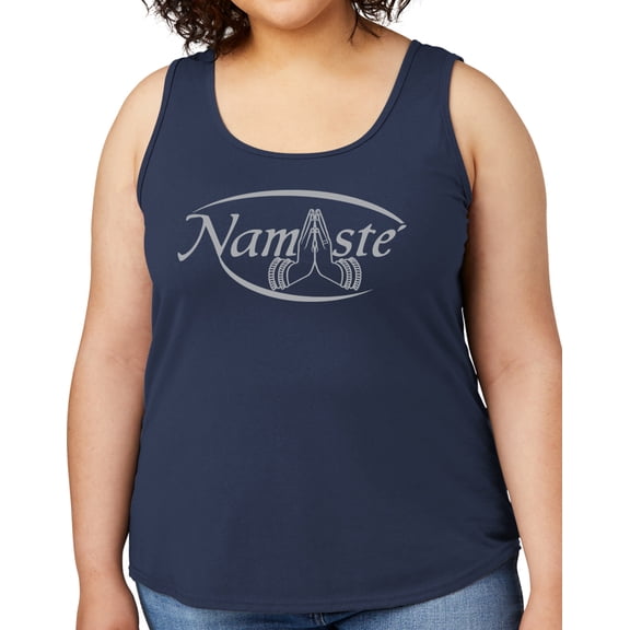 Women's NAMASTE Yoga Mid-weight Tanktop, 2XL Navy Blue