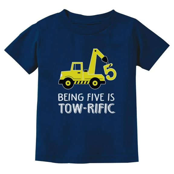 Tstars - 5th Birthday Tractor Construction Party Youth Kids T-Shirt X-Small Navy