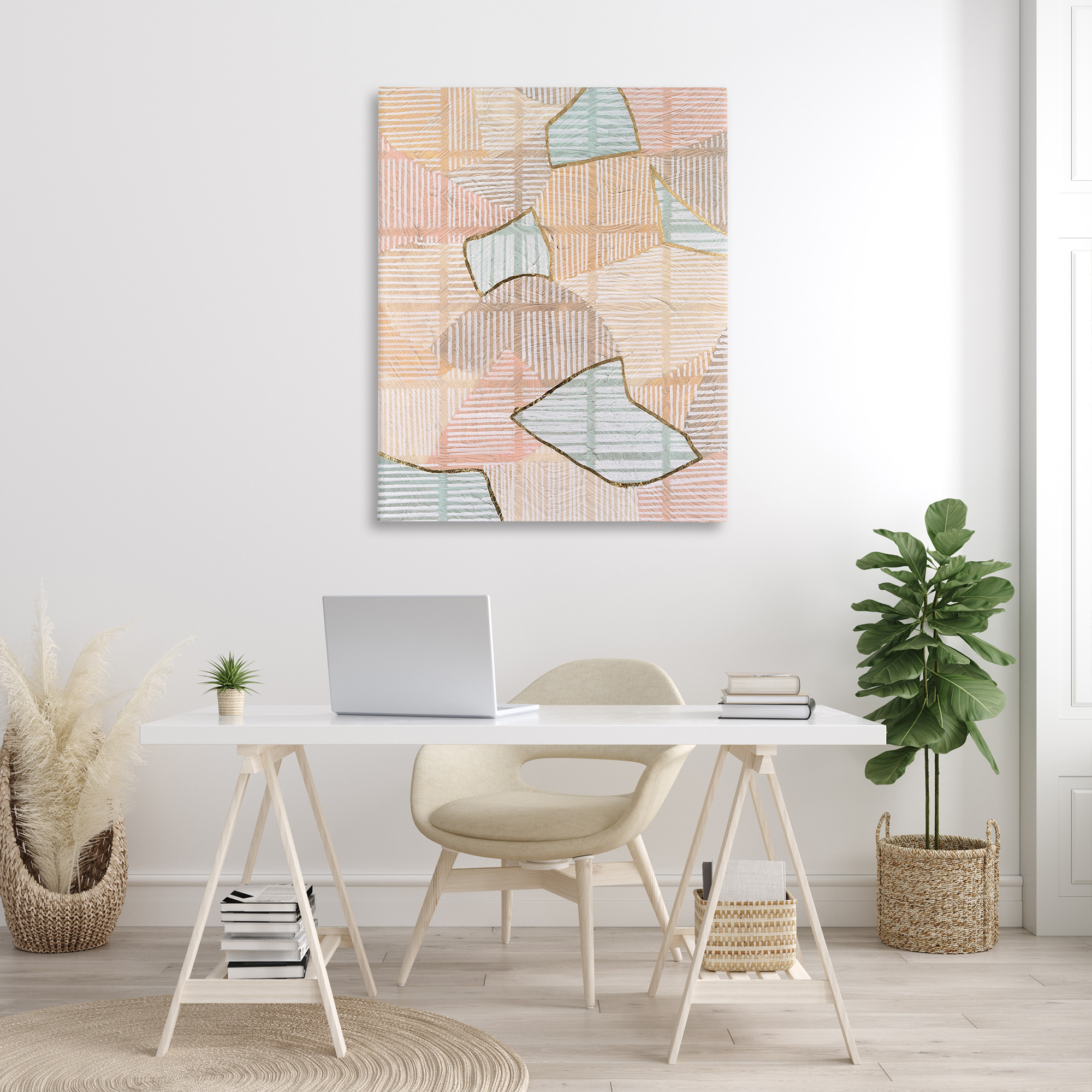 Stupell Industries Stripe Patterned Abstraction Abstract Painting Gallery Wrapped Canvas Art Print Wall Art, 36 x 48