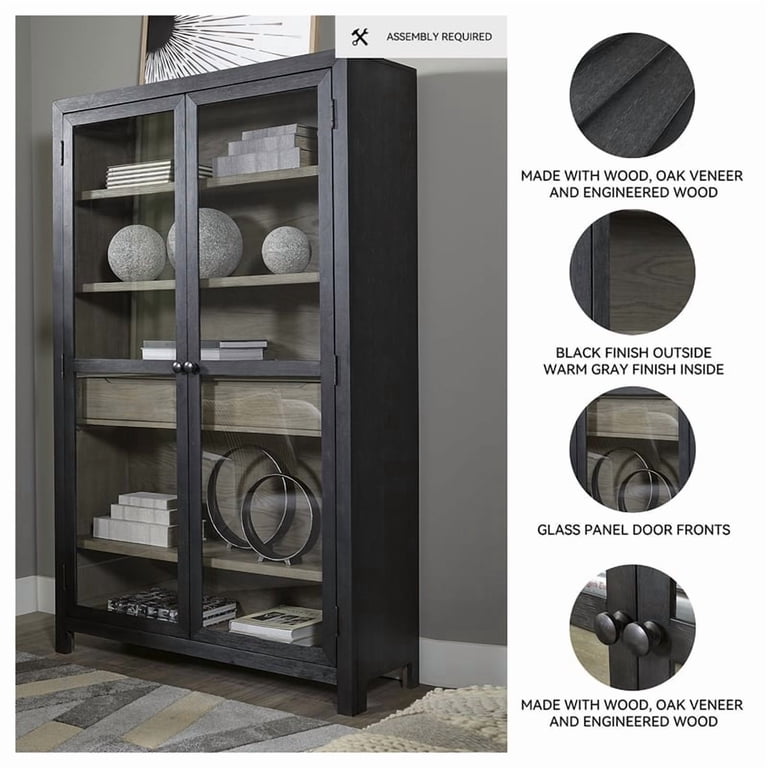 Ashley Furniture, Accent Cabinet, Lenston 2-Door, Black/Warm Gray