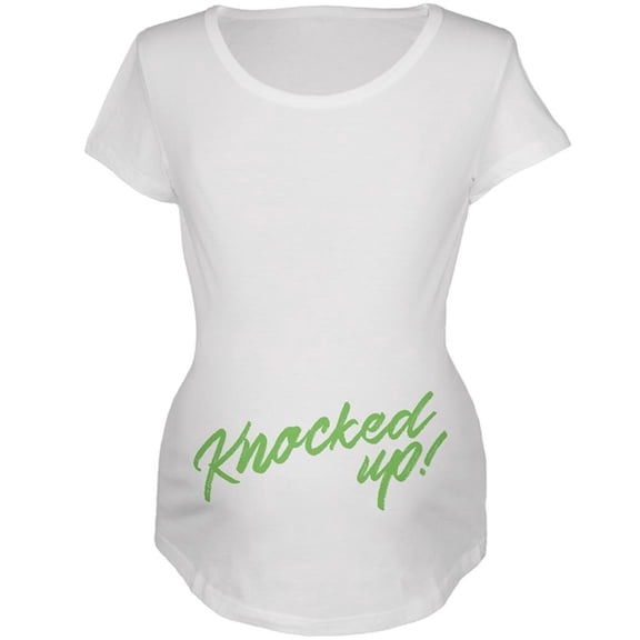 Knocked Up Funny Script Maternity Soft T Shirt White LG