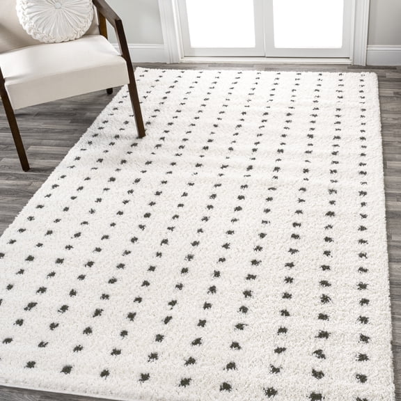JONATHAN Y MOROCCAN HYPE 4 x 6 Area Rug, Pele Geometric Dot Shag - White/Gray, MOH400A-4