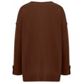 thumbnail image 4 of Gibobby Temperamento Suelto Top de Manga Larga Suéter de punto de manga larga con cuello en V sólido de moda cómoda informal de otoño invierno para mujer (Café, S), 4 of 5