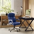 thumbnail image 1 of CorLiving Leon Faux Leather Upholstered Adjustable Height Tilting Adult Executive Office Chair with Lumbar Support, Blue, 1 of 8