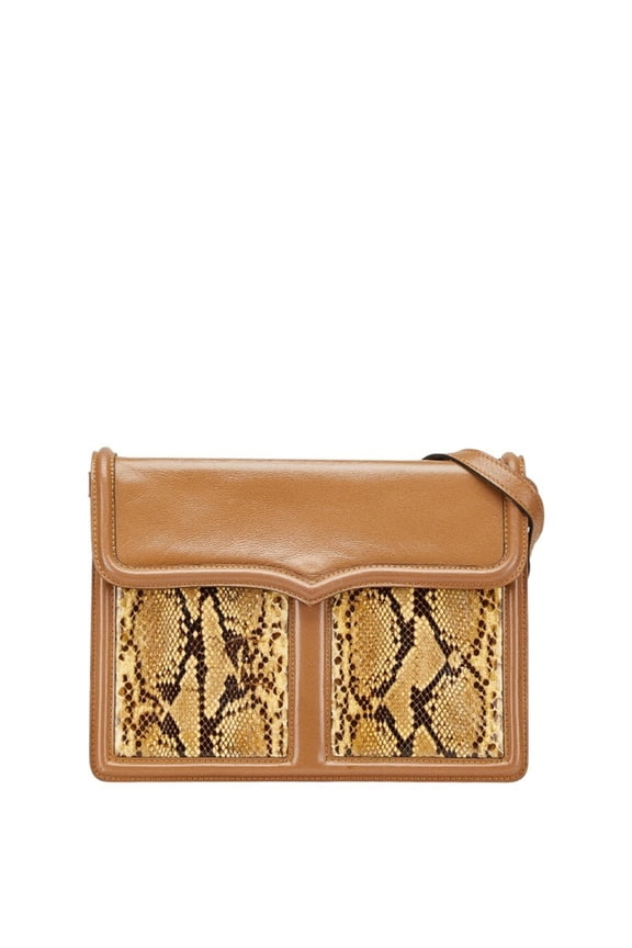 Pre-Owned Saint Laurent Python-embossed One-Shoulder Bag in Brown Leather for Women (Good)