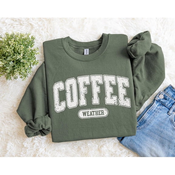 Coffee Weather Sweatshirt, Autumn Women Crewneck, Coffee Lover, Retro Fall Sweater, Retro Autumn Sweatshirt for Women, for Her All Size S-5Xl Tshirt All Size S-5XL