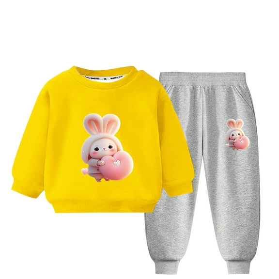 Girls Clothes, Baby Boy Clothes Fashion Sweatshirt & Sweatpant Girl Outfits Toddler 2 Piece Pant Sets for Kids 3-10 Years (3-4T, Yellow 03)