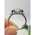 thumbnail image 3 of 8mm-12mm Round Brilliant Cut Cubic Zirconia or Moissanite, Blue Sapphire Accents, Sterling Silver, 3 of 5