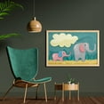 thumbnail image 2 of Animal Wall Art with Frame, Style Graphic of Animal and Mom Pastel Cloud, Printed Fabric Poster for Bathroom Living Room, 35" x 23", Cadet Blue Multicolor, by Ambesonne, 2 of 2