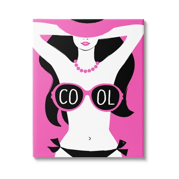 Stupell Industries Cool Sunglasses Woman Phrase Abstract Painting Gallery Wrapped Canvas Art Print Wall Art, 16 x 20