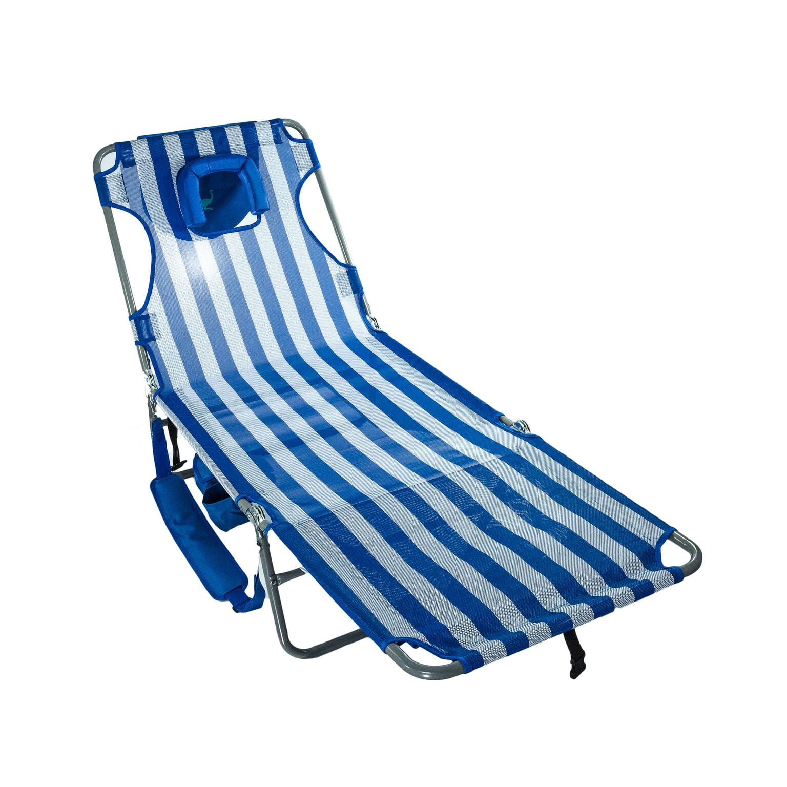 Ostrich Deluxe Outdoor Beach Chaise Lounge with Large Storage Bag, Blue Stripped - Walmart.com