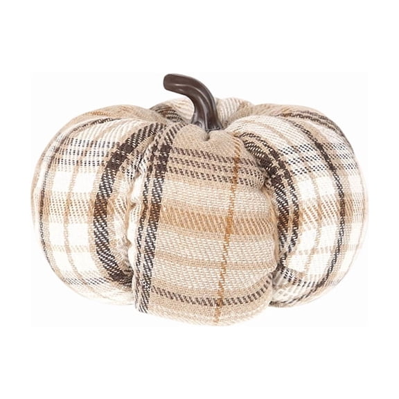 Halloween Plaid Fabric Pumpkin Decoration, Rustic Fall Tabletop Accent for Thanksgiving, Autumn Home Decor, Mantel Shelf Coffee Table Entryway and Seasonal Party Display