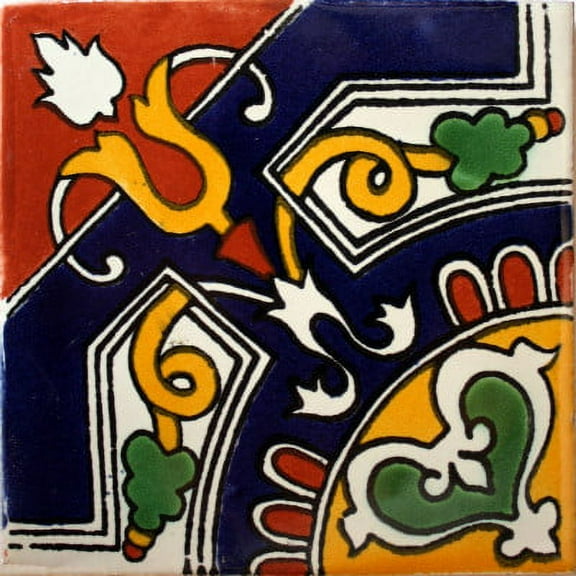 2x2 Medallion Talavera Mexican Tile, Set of 36 pcs