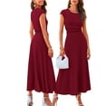 thumbnail image 2 of FLMEI Women's Summer 2 Piece Outfits Knit Short Sleeve Tops and High Waist Midi Skirt Solid Color Set for Womens S-XL, 2 of 9