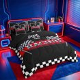 thumbnail image 2 of meiyoeat Race Car Flag 7 Pieces Full Size Bedding Sets,Extreme Speed Games Full Size Bed in a Bag,Black Reversible, 2 of 7