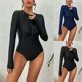thumbnail image 4 of Akiihool Tummy Control Swimsuits for Women UPF 50+ Long Sleeve One Piece Surfing Bathing Suit Swimsuit, Black S, 4 of 4