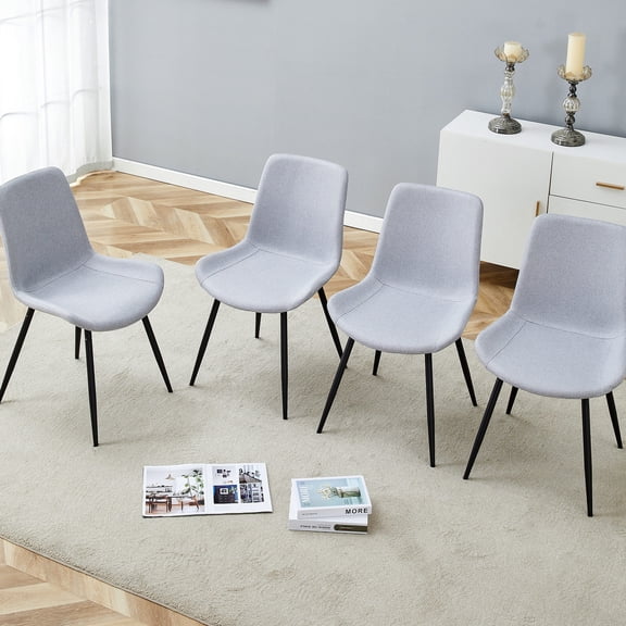 Linen-Cotton Material, Adjustable Feet / Stable and Floor-Protective Dining Chairs