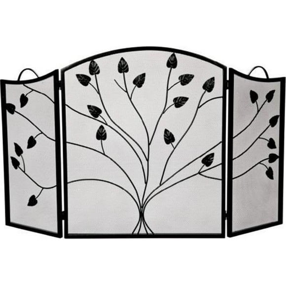 Leaf Design 3 Fold Arched Screen, Black