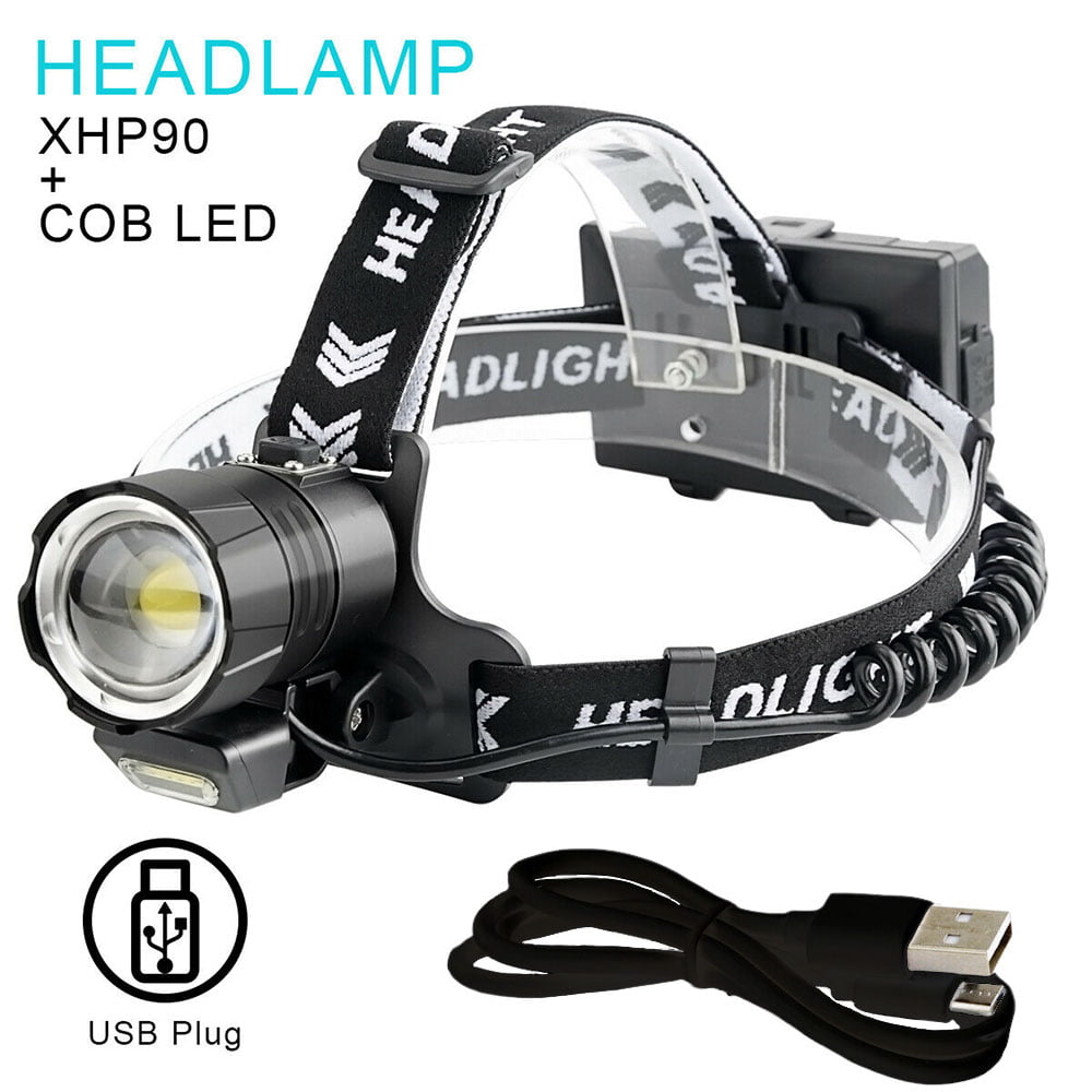 18000 High Lumen Headlamp, XHP90 Rechargeable Headlight with Power Bank and  COB Chip, 4 Modes Waterproof Zoomable Head Lamp for Hunting, Hiking, 